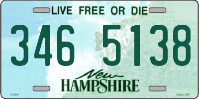 NH license plate 3465138