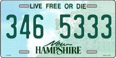 NH license plate 3465333