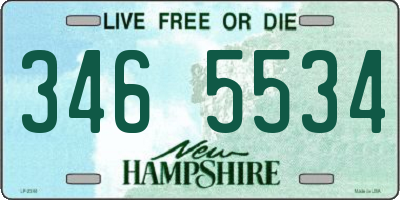 NH license plate 3465534