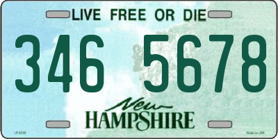 NH license plate 3465678