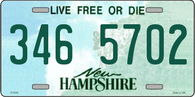 NH license plate 3465702