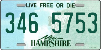 NH license plate 3465753