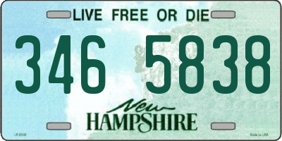 NH license plate 3465838