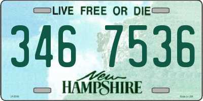 NH license plate 3467536