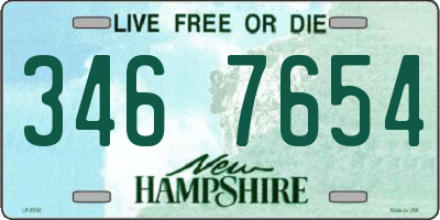 NH license plate 3467654