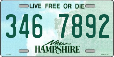 NH license plate 3467892