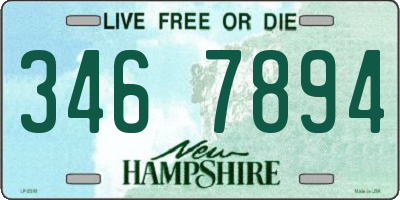 NH license plate 3467894