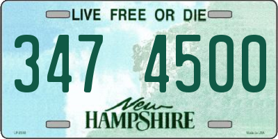 NH license plate 3474500