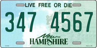 NH license plate 3474567