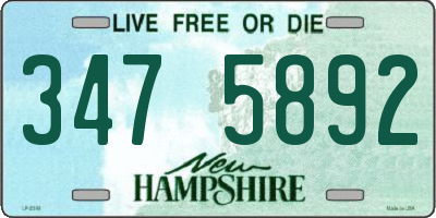 NH license plate 3475892