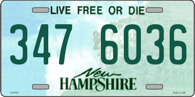 NH license plate 3476036