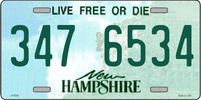 NH license plate 3476534