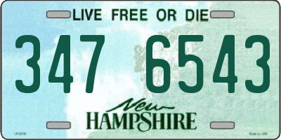 NH license plate 3476543