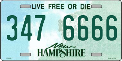 NH license plate 3476666