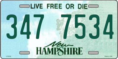NH license plate 3477534