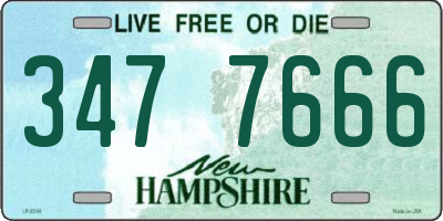 NH license plate 3477666