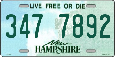 NH license plate 3477892