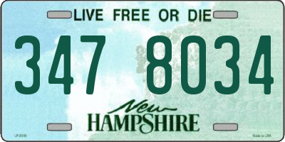 NH license plate 3478034