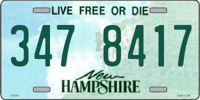 NH license plate 3478417