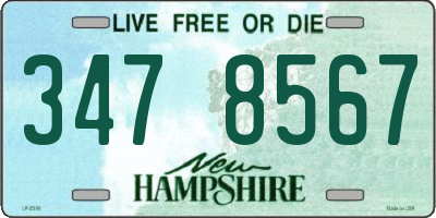 NH license plate 3478567