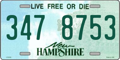 NH license plate 3478753