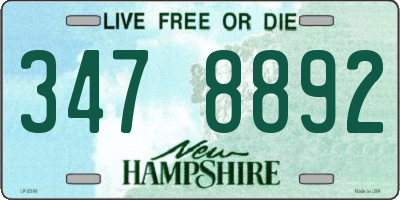 NH license plate 3478892