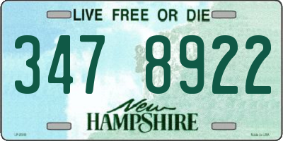 NH license plate 3478922