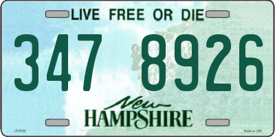NH license plate 3478926