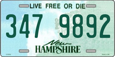 NH license plate 3479892