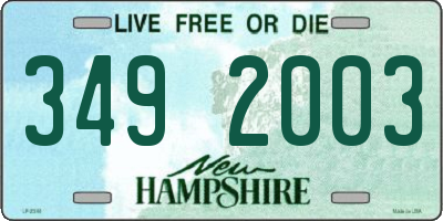 NH license plate 3492003