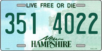 NH license plate 3514022