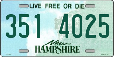NH license plate 3514025