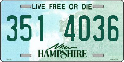 NH license plate 3514036