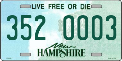 NH license plate 3520003