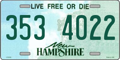 NH license plate 3534022