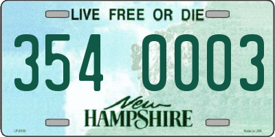 NH license plate 3540003