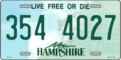 NH license plate 3544027