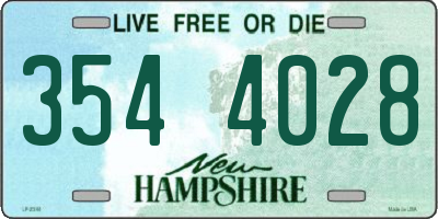NH license plate 3544028