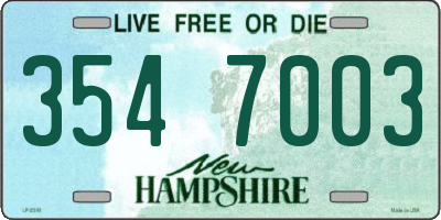 NH license plate 3547003