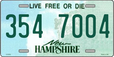 NH license plate 3547004