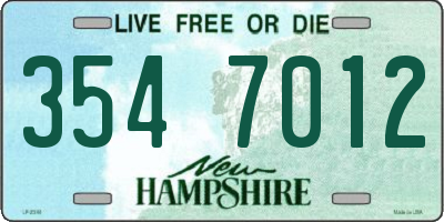 NH license plate 3547012