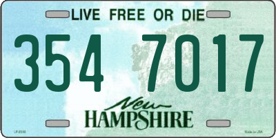 NH license plate 3547017