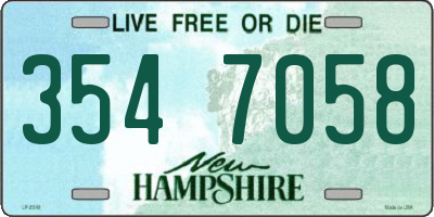 NH license plate 3547058