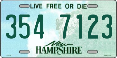 NH license plate 3547123