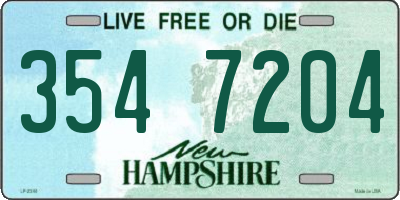 NH license plate 3547204