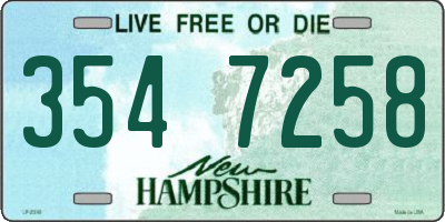 NH license plate 3547258