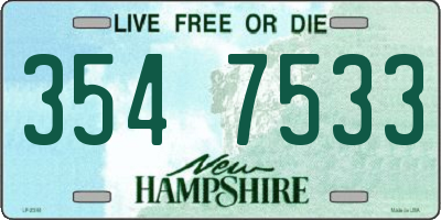 NH license plate 3547533