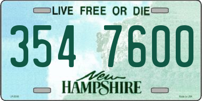 NH license plate 3547600