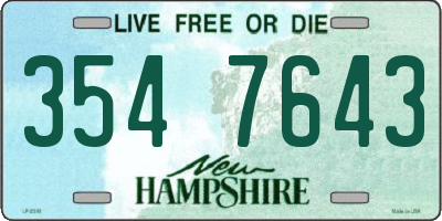 NH license plate 3547643