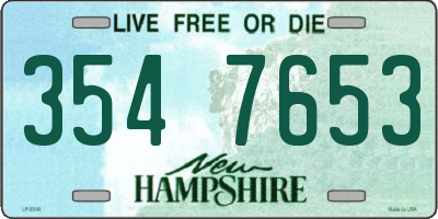 NH license plate 3547653